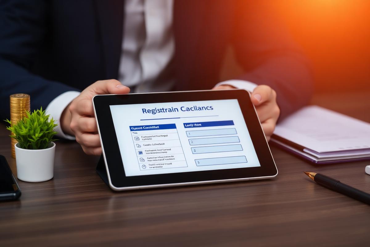 Tablet showing a cryptoasset compliance registration checklist