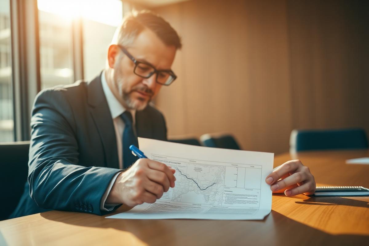 Senior manager reviewing a governance responsibilities map