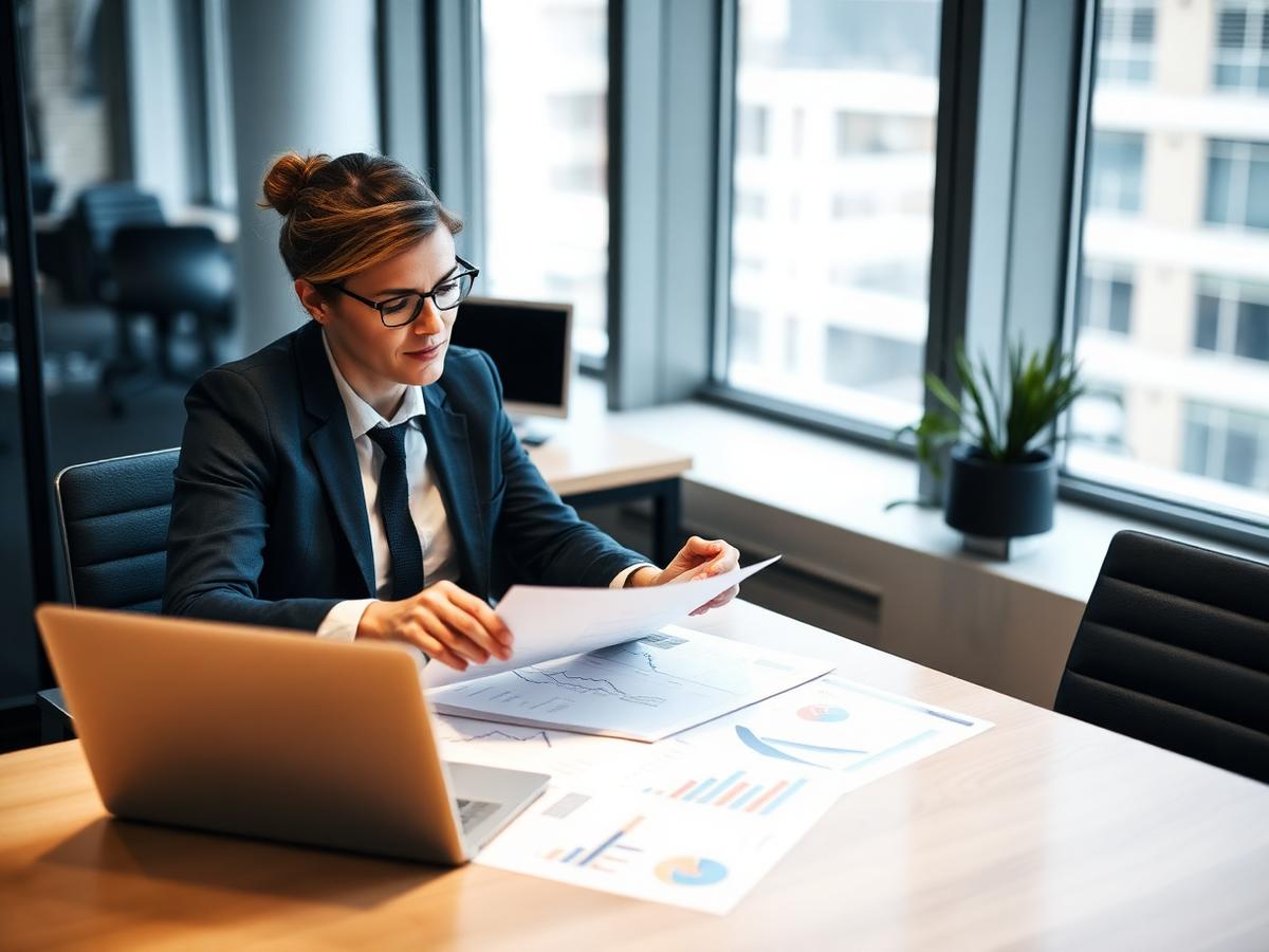 Compliance officer reviewing regulatory reports